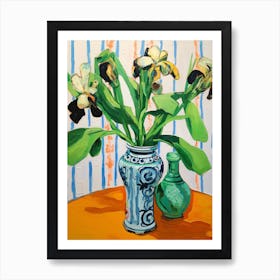 Flowers In A Vase Still Life Painting Iris 4 Art Print