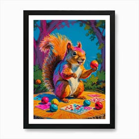 Squirrel With Easter Eggs Art Print