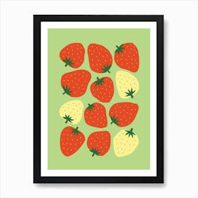 Green And Red Strawberry Kitchen Childrens Art Print