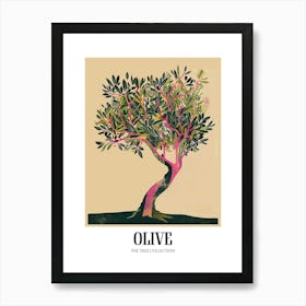 Olive Tree Colourful Illustration 1 Poster Art Print