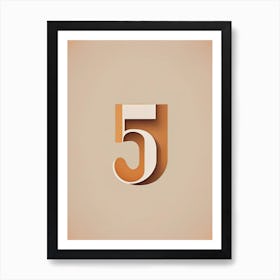 5, Number, Education Retro Minimal Art Print