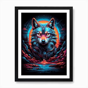 Psychedelic Wolf 1 Art Print