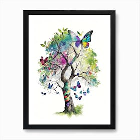 Butterfly In Tree Decoupage 2 Art Print