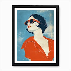 Woman In Sunglasses, Minimalism Art Print