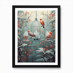 Birdcage In The Winter Forest 1 Art Print