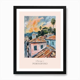 Mornings In Portofino Rooftops Morning Skyline 1 Art Print