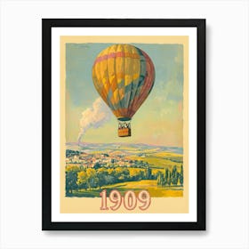 Aihrgdesign A Vintage Travel Poster Of A Hot Air Balloon Floa Da9e3d09 7693 4f40 Ba70 8e6526cbb0e3 0 Art Print