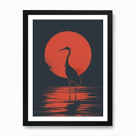 Heron At Sunset Art Print