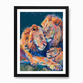 Transvaal Lion Family Bonding Fauvist Painting 1 Art Print