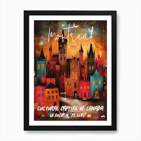 Montreal Cultural Capital Of Canada, folk naive and whimsical poster Art Print