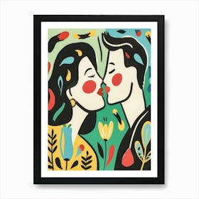 Kissing Couple Style Abstract 1 Art Print