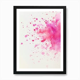 Abstract Watercolor Painting Of A White Background With Flecks Of Pink Paint Scattered Throughout Art Print