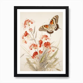 Delicate Butterfly Japanese Style Painting Art Print