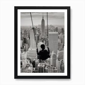 Playground Swings Empire State Building 1 Art Print