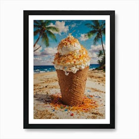 Ice Cream Cone On The Beach 5 Art Print