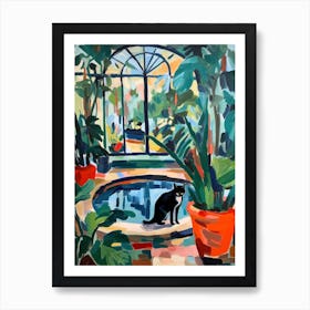 Painting Of A Cat In Gothenburg Botanical Garden, Sweden In The Style Of Matisse 01 Art Print