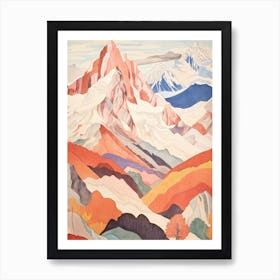 Alpamayo Peru 4 Colourful Mountain Illustration Art Print