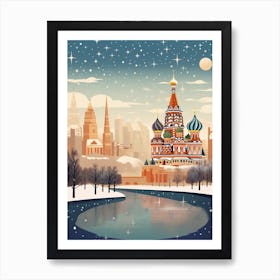 Winter Travel Night Illustration Moscow Russia 1 Art Print