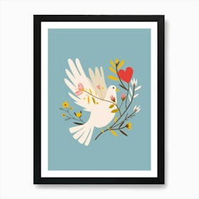 Dove With Flowers 5 Art Print