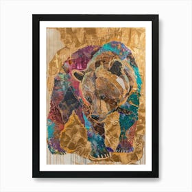 Brown Bear Gold Effect Collage 3 Art Print