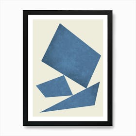 3 Forms Composition - Minimal Abstract Geometric Blue Art Print