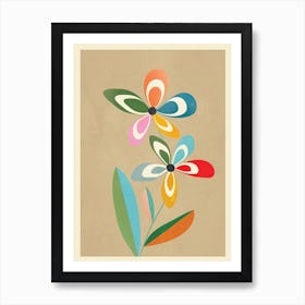 Mid Century Abstract Flowers 01 Art Print