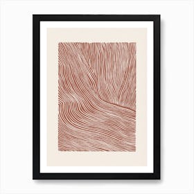 Linocut Stripes 2 Terracotta Art Print