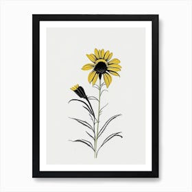 Rudbeckia Floral Minimal Line Drawing 2 Flower Art Print