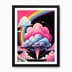 Surreal Rainbow Clouds Sky Painting (32) Art Print