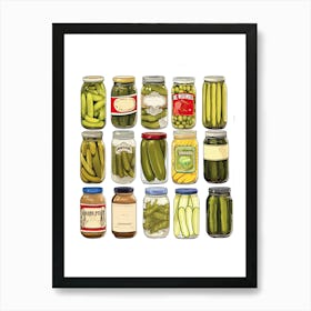 Pickles And Pickles Jars Illustration 2 Art Print