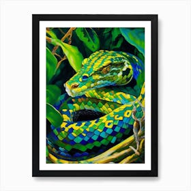 Mangrove Pit Viper 1 Snake Painting Art Print