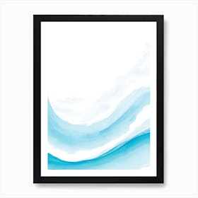 Blue Ocean Wave Watercolor Vertical Composition Art Print