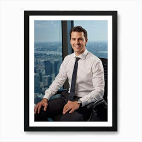 Corporate Portrait Of A Confident Young Businessman Smiling Crisp White Shirt Tucked Into Dark Slac (3) Art Print