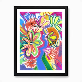 Bright Abstract Florals Art Print