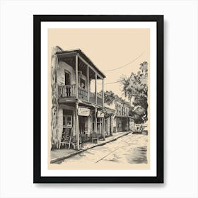 Duotone Illustration Rainey Street Historic District Austin Texas 3 Art Print