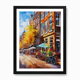 The city of Amsterdam, Netherlands,streets, cafes, passing by, the beauty of summer,oil colors.11 Art Print