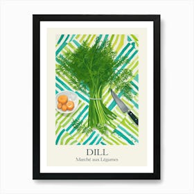 Marche Aux Legumes Dill Summer Illustration 7 Art Print