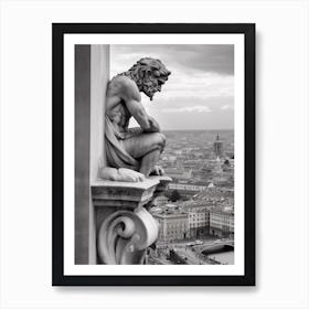 Gargoyle In Vatican City  B&W 2 Art Print