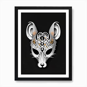 Animal Skull Orange Doodle Art Print