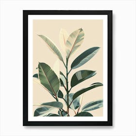 Rubber Plant Minimalist Illustration 2 Art Print