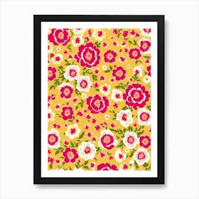 Carnation Floral Print Retro Pattern Flower Art Print