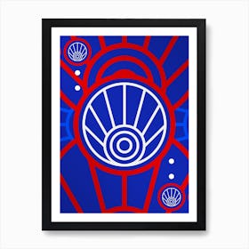 Geometric Abstract Glyph in White on Red and Blue Array n.0089 Art Print