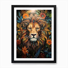 Lion Art Painting Mural Style 2 Art Print