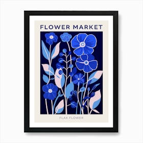 Blue Flower Market Poster Flax Flower Market Poster 4 Art Print