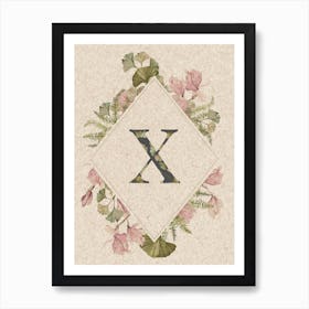 Floral Monogram X Poster