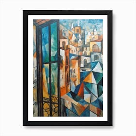 Window View Barcelona Of In The Style Of Cubism 3 Art Print