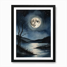 Full Moon Over Water Art Print