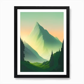 Misty Mountains Vertical Composition In Green Tone 126 Art Print