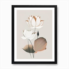 Lotus Flowers In Park Retro Minimal 2 Art Print