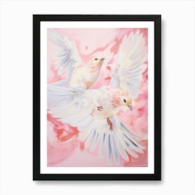 Pink Ethereal Bird Painting Mockingbird 2 Art Print